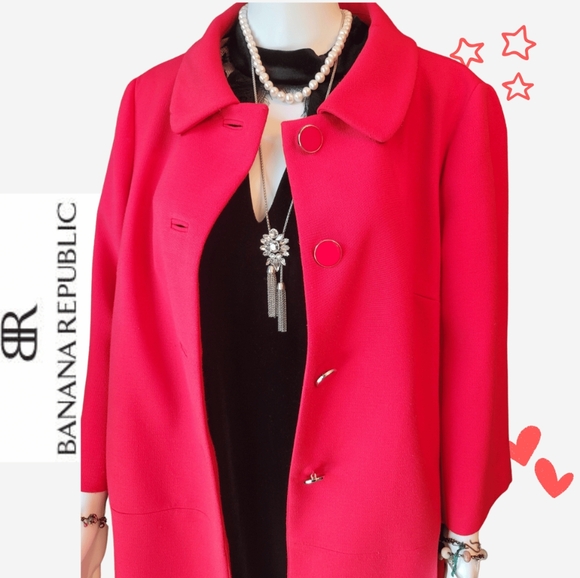 Banana Republic Jackets & Blazers - Banana Republic Red Car Coat Sz XL